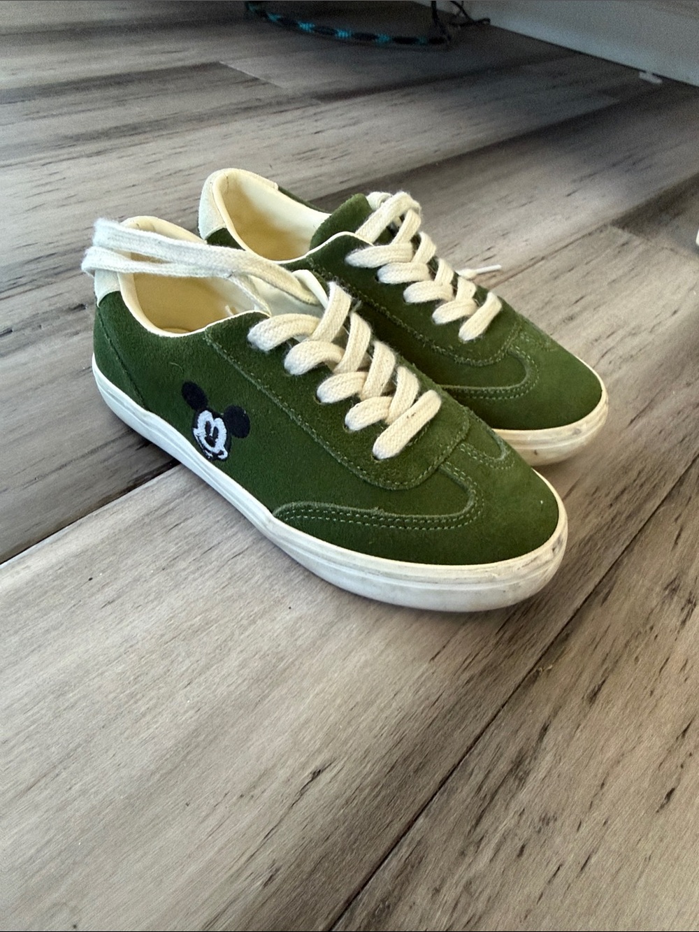 Janie and Jack Olive Green Suede Lace-Up Sneakers
